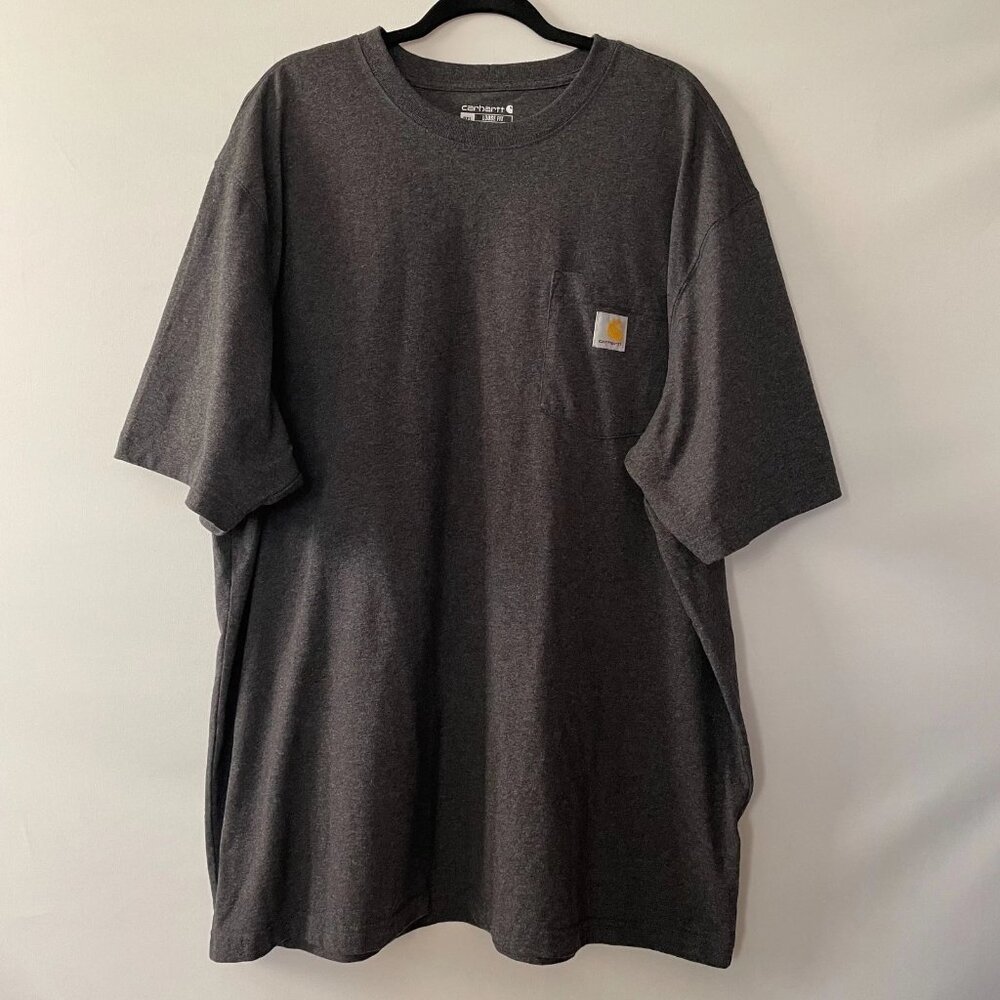 Carhartt Mens Gray K87 Loose Fit Heavyweight Short Sleeve Pocket Tee Size 2XL